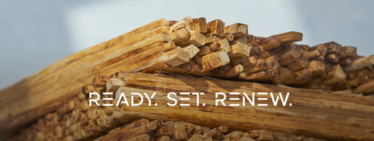 stacks of chopsticks with Ready Set Renew text overlaid